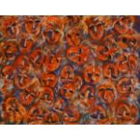 Abdul Fatah Masud (1949, Ghazani, Afghanistan), acrylic paint on canvas, Many orange faces, sig. b.