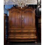 Dutch oak cabinet, 18th century, upper part with two doors (3 shelves and 5 cutlery drawers), part