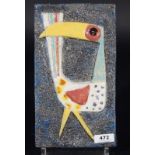 Frans Tuinstra, glazed tile, Tucan, signed on back, 1956, dim. 27.00 % buyer's premium on the