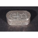 Silver snuffbox, 800, 19th century, decorated with 3 nymphs, l. 6 cm, appr. 36 grams 27.00 % buyer'