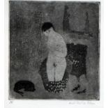 Ad de Haas (printed by Nel de Haas), etching-aquatint, bathing nude, sig. b.r., dim. 22 x 20 cm.