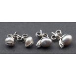 2 pair white gold earrings, 14 krt with 18 krt., set with pearl and zircons (2x) 27.00 % buyer's