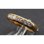 Half alliance yellow gold ring, set with 7 brilliant cut diamonds, tot. appr. 0.30 crt., ring size