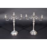 Pair of silver candlesticks, 800, appr. 1105 grams, h. 31 cm, slightly bent (2x) 27.00 % buyer's