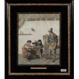 P.L. Delfos na Natris, watercolour Pub scene, 19th century, signed middle below, dim. 32 x 26 cm.