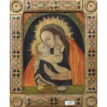 Oil on panel, 16th/17th century (?), Madonna with the Christ child and a porridge bowl, wax stamp