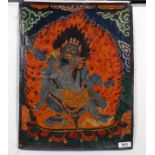 Thangka, firy couple, dim. 39 x 30 cm. 27.00 % buyer's premium on the hammer price, VAT included