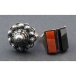 Dutch silver ring, second amount, ring size 16 + Sterling silver ring, set with 2 quartz stones,
