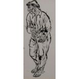 Charles Eyck (1897-1983), inkt drawing, Man on bare feet, sig. b.r., dim. 27 x 11 cm. 27.00 %