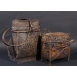 Reed backpack, h. 38 cm and Reed carrierbag, h. 26 cm, Provenance: collection van Tienhoven (2x)