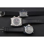 3 vintage steel men's wristwatches, brands a.o. Helicon, Aero, Kienzle (3x) 27.00 % buyer's premium