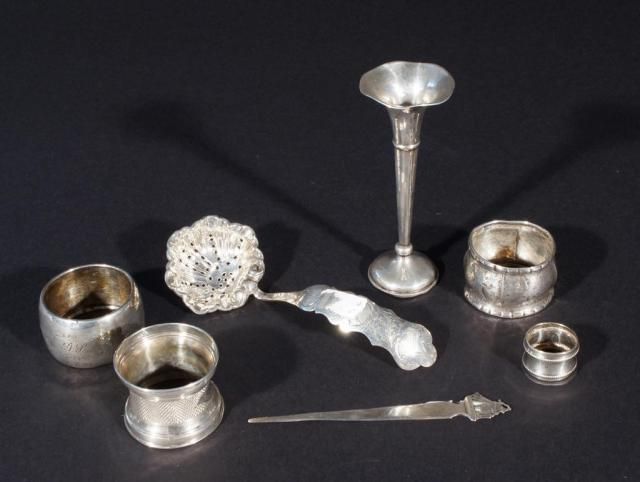 Dutch silver carnation vase (dented and wighted) + letter opener, second amount + Dutch silver