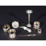 Dutch silver carnation vase (dented and wighted) + letter opener, second amount + Dutch silver