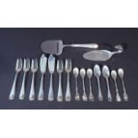 Assorted lot Dutch silver, second amount, consisting of: 12 cake forks, 2 meat forks, 2 butter