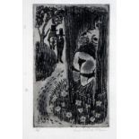 Ad de Haas (printed by Nel de Haas), etching-aquatint, Prostitute in tree, sig. b.r., dim. 20 x 12