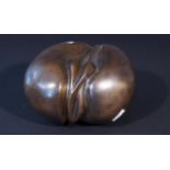 Bronze coco de mer (erotic sculpture), with monogram, dim. 18 x 22 cm 27.00 % buyer's premium on