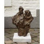 Zoltan Perlmutter (1922-2003), bronze sculpture on marble base, Family, signed, dim. 43 x 33 cm,