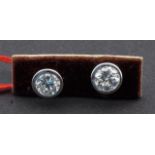 White gold earrings, 18 krt., each set with appr. 0.50 crt. brilliant cut diamonds 27.00 % buyer's