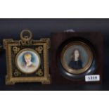 T. Guérov, miniature on cardboard, Roi de Rome, sig. b.r., diam. 5 cm + Miniature portrait on