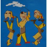 Abdul Fatah Masud (1949, Ghazani, Afghanistan), acrylic paint on canvas, Children in the blue sky,