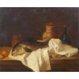 François Bonvin (1817-1887), oil on canvas (relined), Stillife with fish, sig. b.r., dim. 52 x 61