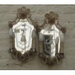 Pair of Venetian mirrors, sixties, with candlesticks, dim. 44 x 25 cm (2x) 27.00 % buyer's premium