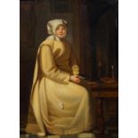 J. van Lit, oil on panel, Praying nun, sig. m.r., dated '1864', dim. 51 x 36,5 cm. 27.00 % buyer's