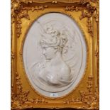 Ladies profile in relief, alabaster, exposition universelle, 1889, dim. 39 x 29 cm. 27.00 % buyer's
