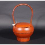 Chinese wooden pot with handle, 20th century, diam. 26 cm, h. 46 cm, bottom slightly damaged 27.