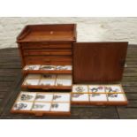 Case of a watchmaker, 12 drawers, appr. 25 watch chains, silver and silver-plated, dim. 35 x 36 x
