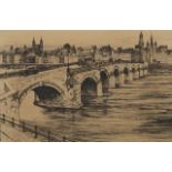 H. Jelinger (1895-1961), etching, Maas bridge, sig. b.r., dim. 18 x 27,5 cm. 27.00 % buyer's