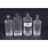 4 antique perfume bottles with Dutch silver stopper, second amount (4x) 27.00 % buyer's premium on