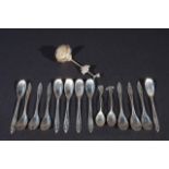 12 Dutch silver moccha spoons, second amount, Van Kempen + Dutch silver sauce spoon and two moccha