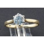 Bicolour gold solitair, set with brilliant cut diamond, tot. appr. 0.60 crt., ring size 18 1/4,