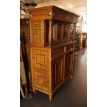 Oak cabinet, Germany, inlaid with marquetry, 17th/18th century, bottom part with one drawer and two