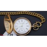 Gilt pocket watch, with watch chain, seconds dial, Waltham Watch Company 27.00 % buyer's premium on