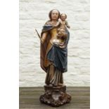 Polyhrome wooden Madonna and child, 17th/18th century, h. 57 cm, slightly damaged 27.00 % buyer's