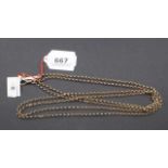 Gold necklace, below the legal amount, l. 140 cm., appr. 12.1 grams 27.00 % buyer's premium on the