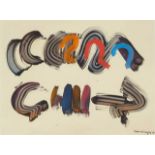 Mixed media on paper, sig. b.r., Warringa '03, abstract, dim. 46 x 60 cm. 27.00 % buyer's premium