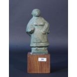 Painted plaster sculpture on wooden base, Mooswief, h. 21 cm, slightly damaged 27.00 % buyer's