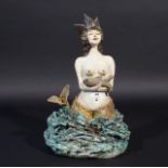 Cermaic mermaid, h. 38 cm. 27.00 % buyer's premium on the hammer price, VAT included