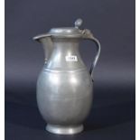 Pewter jug, Liège, 18th century, with monogram, h. 31 cm, small dents 27.00 % buyer's premium on