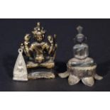 Bronze Shiva, h. 5,5 cm + Metal Buddha on the lotus throne, h. 5,5 cm (2x) 27.00 % buyer's premium