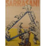 Lithograph, Sarassani, first half 20th century, dim. 94 x 71 cm. 27.00 % buyer's premium on the