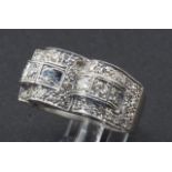 Antique white gold ring, set with 33 brilliant cut diamonds, ring size 17 1/4, appr. 8.7 grams 27.