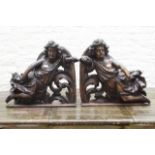 Pair of German wooden angels, 18th century, dim. 55 x 57 cm. (2x) 27.00 % buyer's premium on the