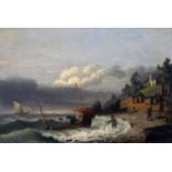 Dutch school, oil on canvas, 19th century, Seascape, dim. 23,5 x 34,5 cm, craquelé 27.00 % buyer's