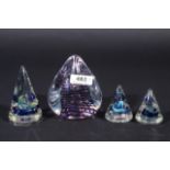 Swedish glass paperweight and 3 small glass paperweights (4x) 27.00 % buyer's premium on the hammer