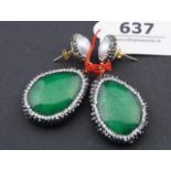 Gilt silver earrings, 835, set with quartz and glass 27.00 % buyer's premium on the hammer price,