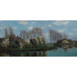 Nicolaas Syvert Bastert (1854-1939), oil on canvas, Laenen aan de Vecht, sig. b.l., dim. 47,5 x 100